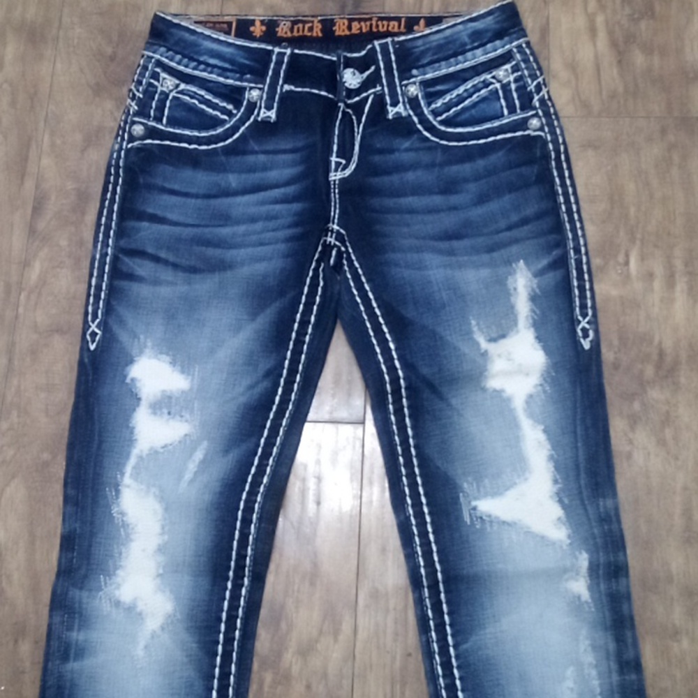 Rock Revival NWOT Women's 26 Becky Ankle Skinny Embellished Distressed